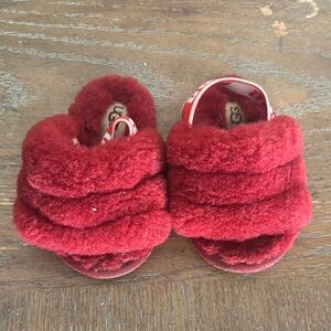 UGG Kids Fluffy Red Sandals
